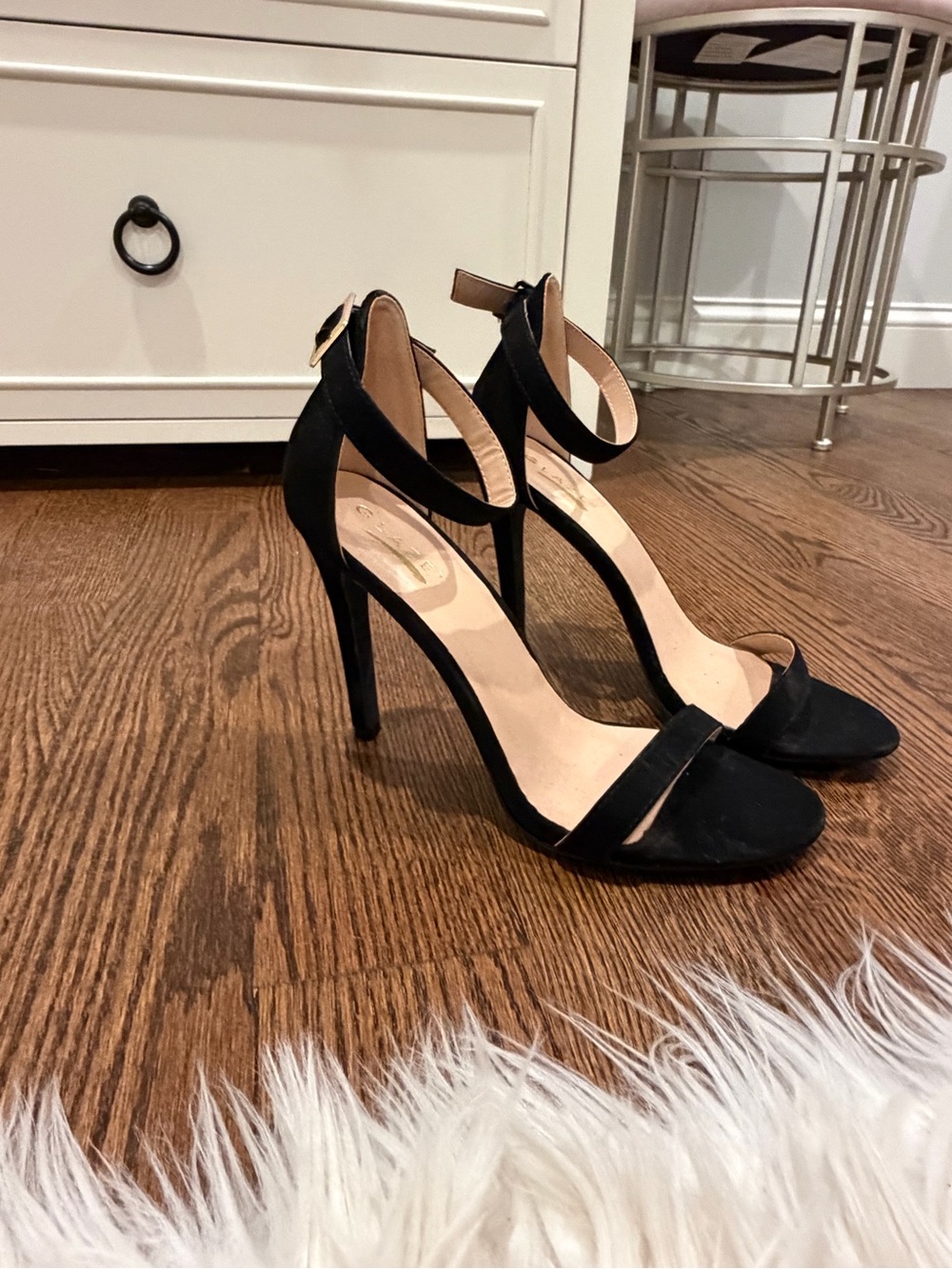 Black Suede Ankle Strap High Heel